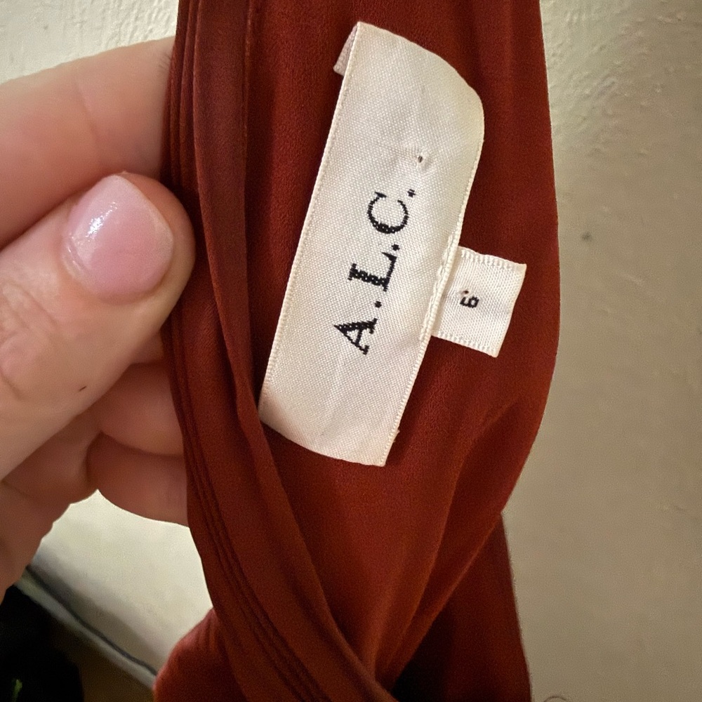 A.L.C. Ribbed Satin Maxi Dress in Deep Red - Picture 3 of 3